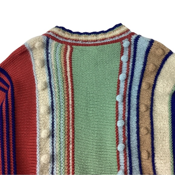 BATSHEVA Size M Sweater Colorblock Striped Bauble Pullover Jumper Chunky Knit - Picture 6 of 8
